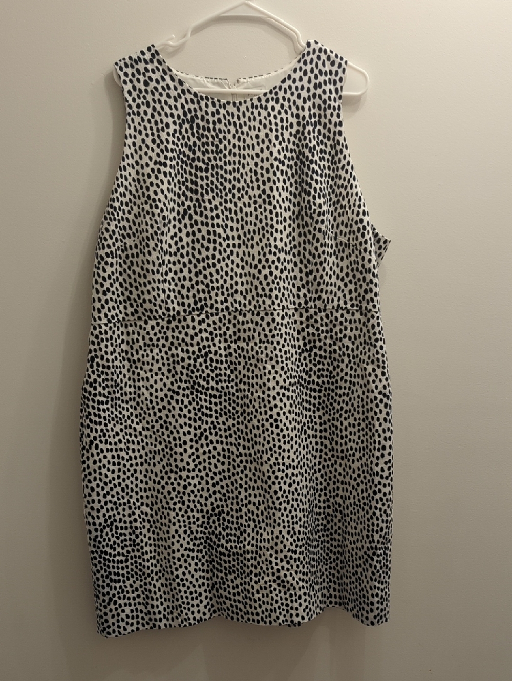 J. Crew White & Navy Dotted Sleeveless Mini Shift Dress NWOT - Women's 22